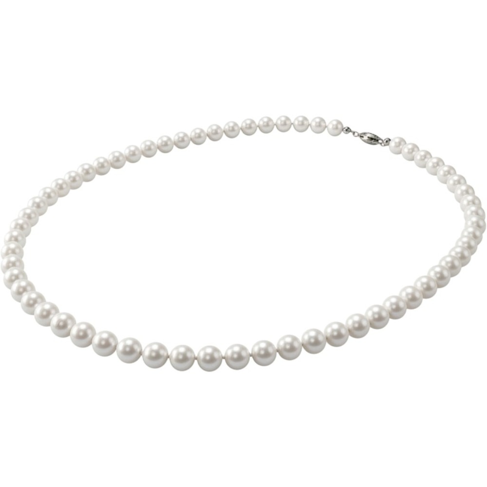 Vintage Filigree Clasp Hand Knotted Cream Faux Pearl Strand‎ Necklace Gold Tone